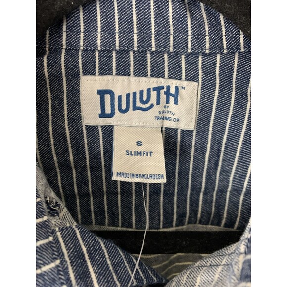 Duluth Trading Mens Small Free Swingin Striped Flannel Slim Fit Button Down - Picture 2 of 8